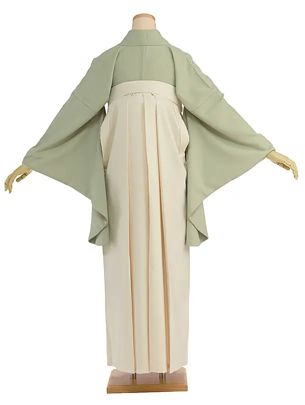 先生,教員向け袴レンタル 1421 薄青緑／クリーム袴