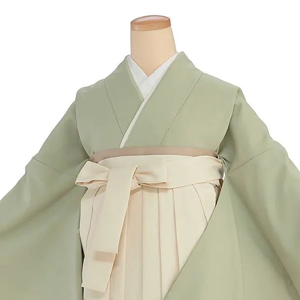 先生,教員向け袴レンタル 1421 薄青緑／クリーム袴