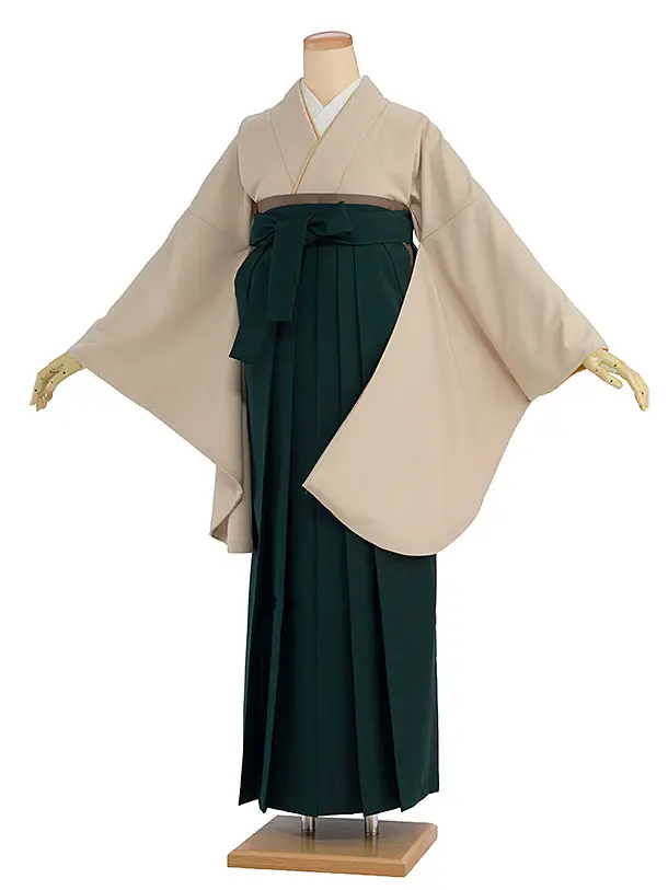先生,教員向け袴レンタル 1422 ベージュ／深緑袴