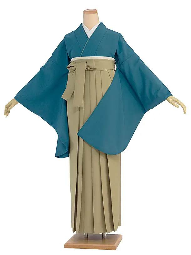 先生,教員向け袴レンタル 1423 青緑／ベージュ袴