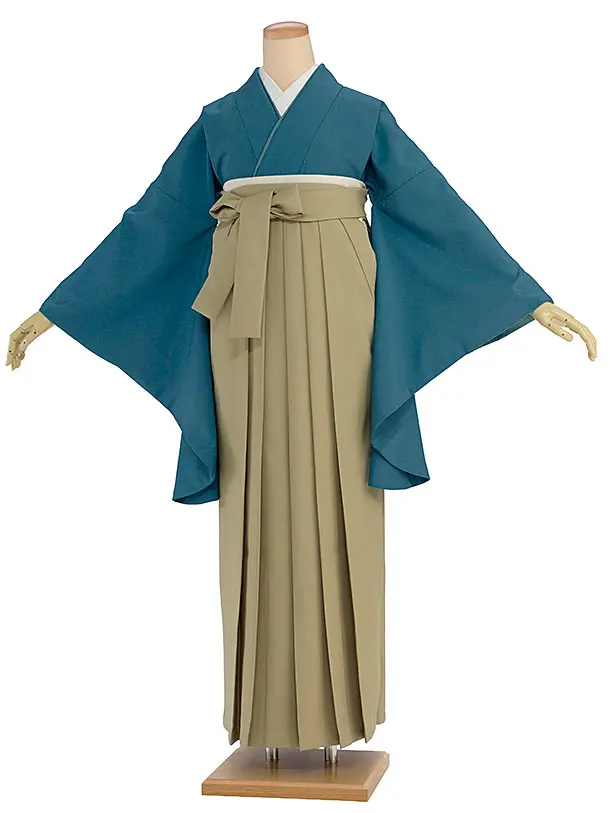 先生,教員向け袴レンタル 1423 青緑／ベージュ袴