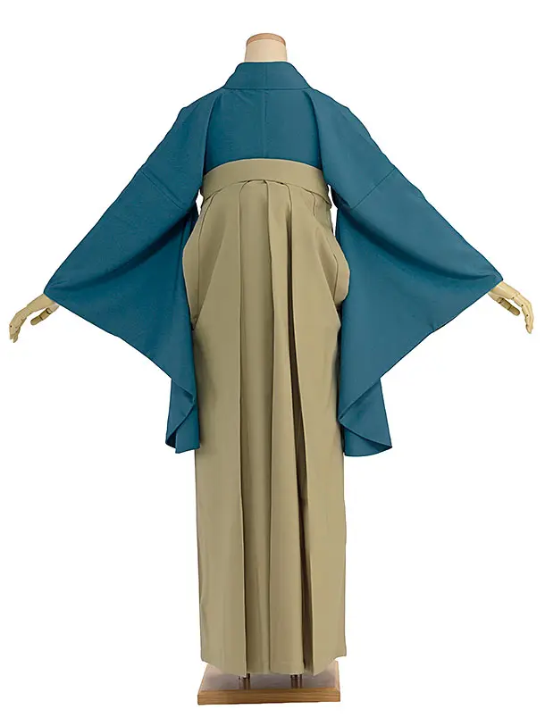 先生,教員向け袴レンタル 1423 青緑／ベージュ袴
