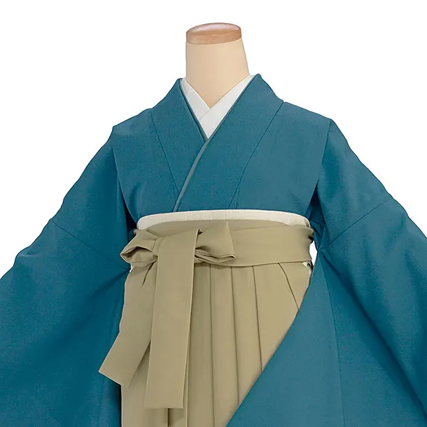 先生,教員向け袴レンタル 1423 青緑／ベージュ袴