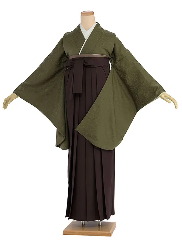 先生,教員向け袴レンタル 1424 深緑／茶色袴