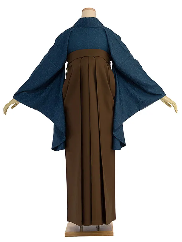 先生,教員向け袴レンタル 1425 藍色／茶色袴