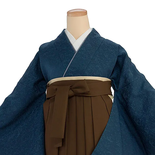 先生,教員向け袴レンタル 1425 藍色／茶色袴
