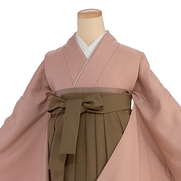 先生,教員向け袴レンタル 1426 くすみピンク／茶色袴