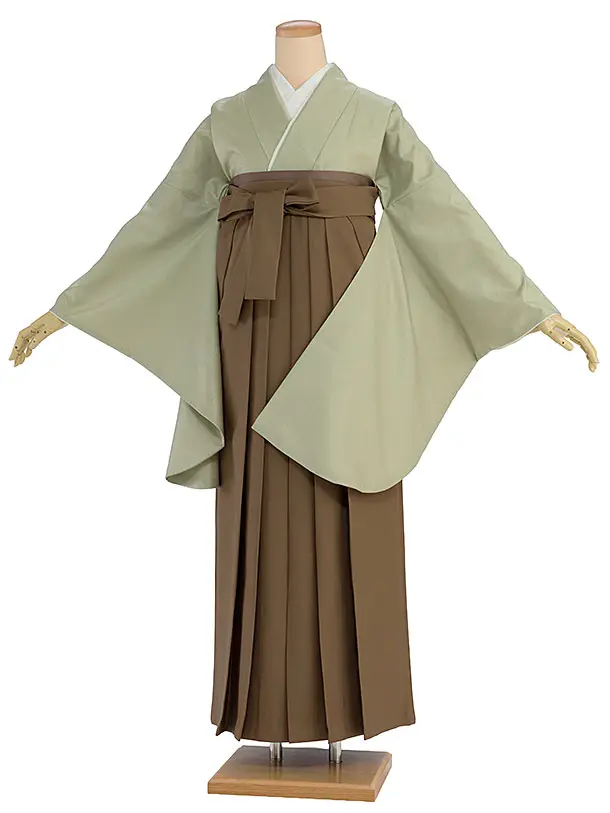 先生,教員向け袴レンタル 1427 淡黄緑／茶色袴