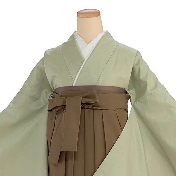 先生,教員向け袴レンタル 1427 淡黄緑／茶色袴