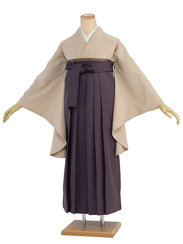 先生,教員向け袴レンタル 1430 ベージュ／くすみ紫袴