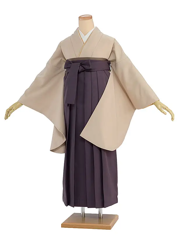 先生,教員向け袴レンタル 1431 ベージュ／くすみ紫袴