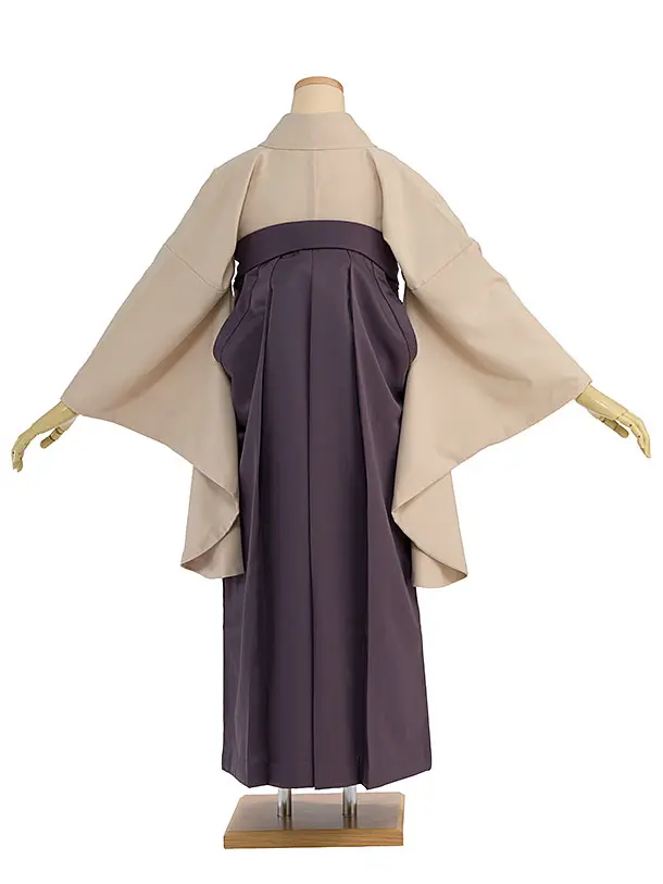 先生,教員向け袴レンタル 1431 ベージュ／くすみ紫袴