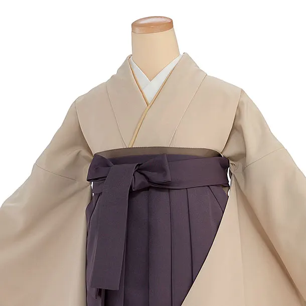 先生,教員向け袴レンタル 1431 ベージュ／くすみ紫袴