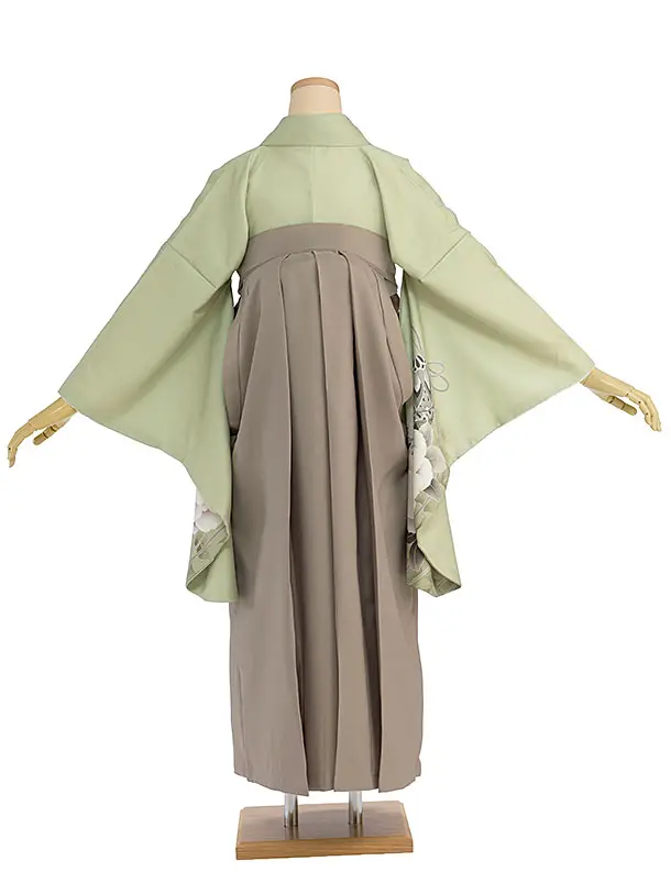 先生,教員向け袴レンタル 1435 抹茶色 牡丹鈴／ベージュ袴