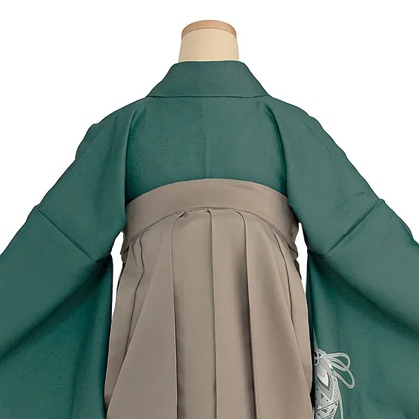 先生,教員向け袴レンタル 1444 グリーン 牡丹鈴／ベージュ袴