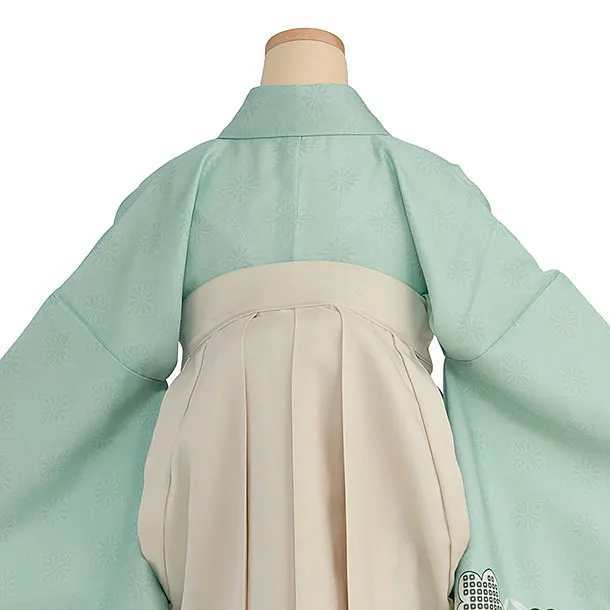 先生,教員向け袴レンタル 1453 薄緑 梅七宝／クリーム袴