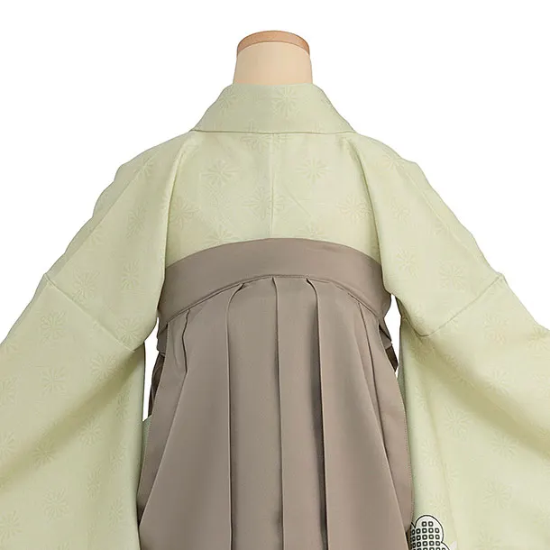 先生,教員向け袴レンタル 1459 薄黄緑 梅七宝／ベージュ袴