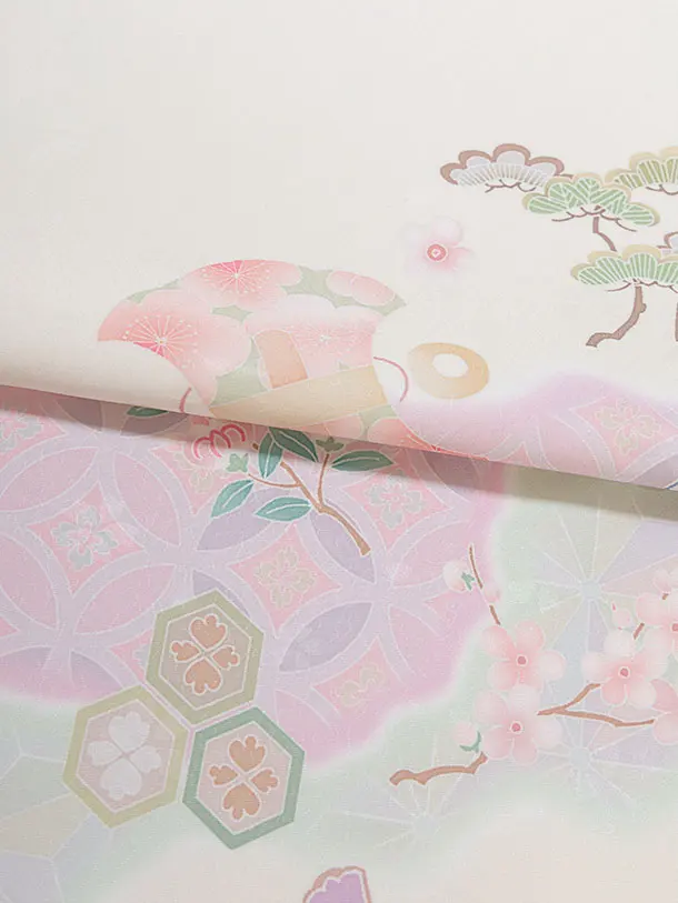 先生,教員向け袴レンタル 1469 クリーム 花七宝／チャコールグレー 花七宝袴