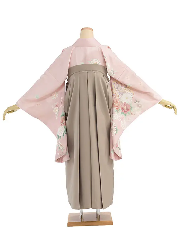先生,教員向け袴レンタル 1470 ピンク 華雪輪／ベージュ 桜刺繍袴