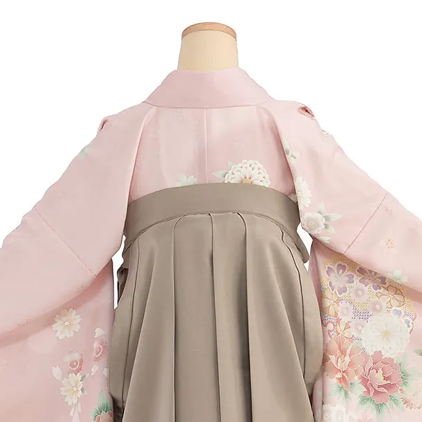 先生,教員向け袴レンタル 1470 ピンク 華雪輪／ベージュ 桜刺繍袴