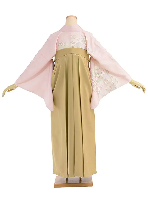 先生,教員向け袴レンタル 1471 ピンク 四季花／渋からし色 花七宝袴