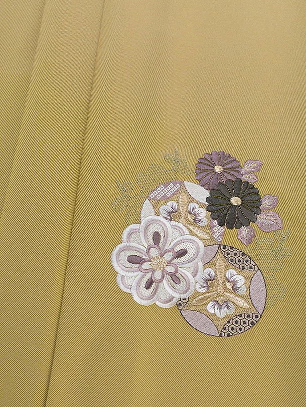 先生,教員向け袴レンタル 1471 ピンク 四季花／渋からし色 花七宝袴