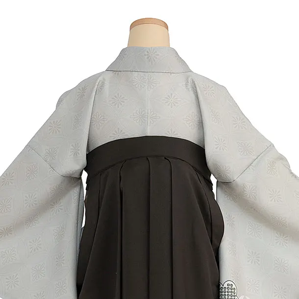 先生,教員向け袴レンタル 1472 グレー 梅七宝／チャコールグレー袴