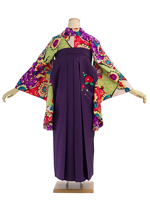 卒業式女性袴 E112 カラフル 鳩／紫袴
