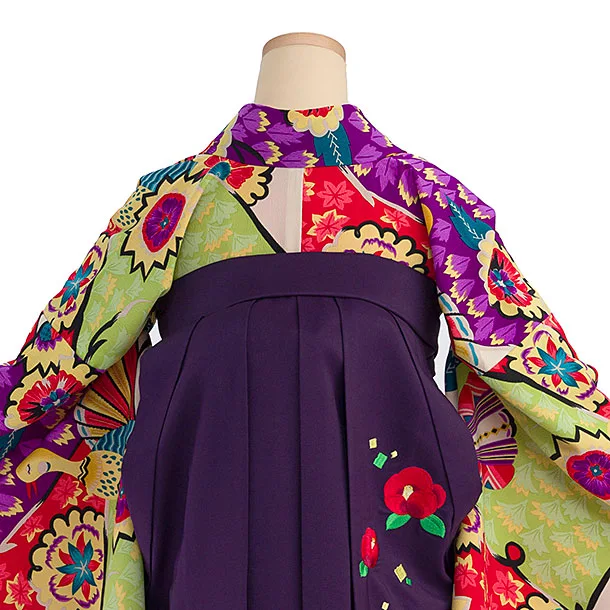 卒業式女性袴 E112 カラフル 鳩／紫袴