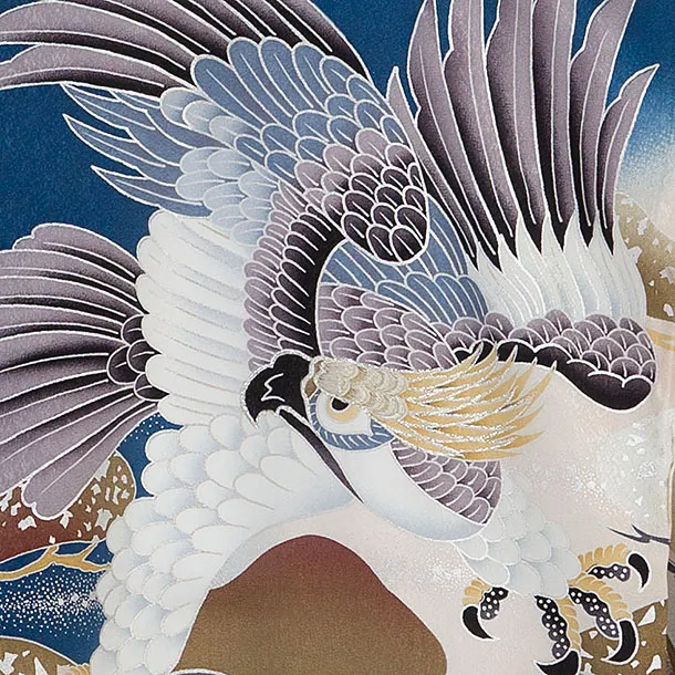 【夏用】【正絹単衣】お宮参り(男の子)レンタル  0259 青 鷹松兜