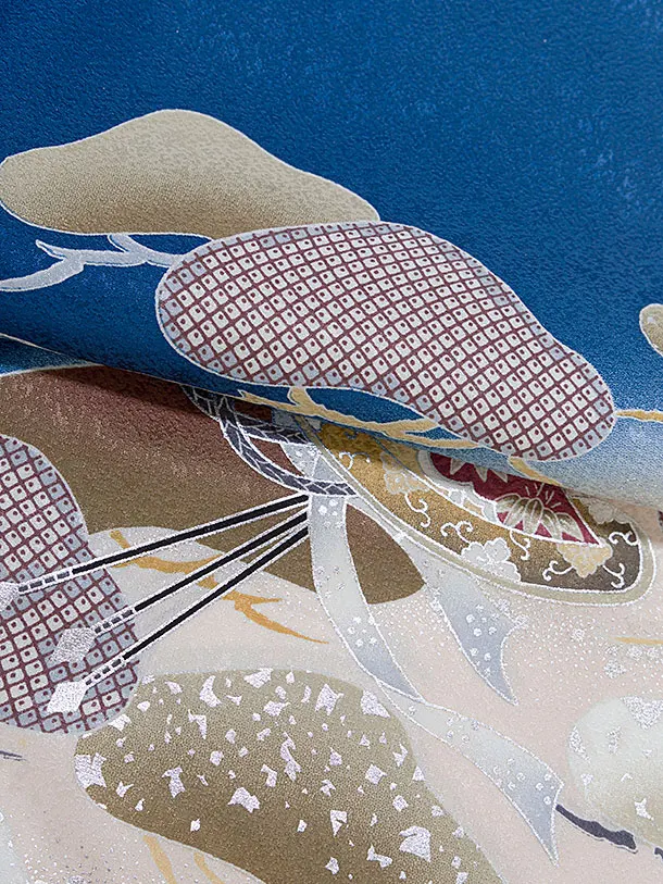 【夏用】【正絹単衣】お宮参り(男の子)レンタル  0259 青 鷹松兜