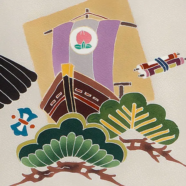 【正絹】お宮参り(男の子)レンタル  0261 くすみグリーン×ベージュ 鷹