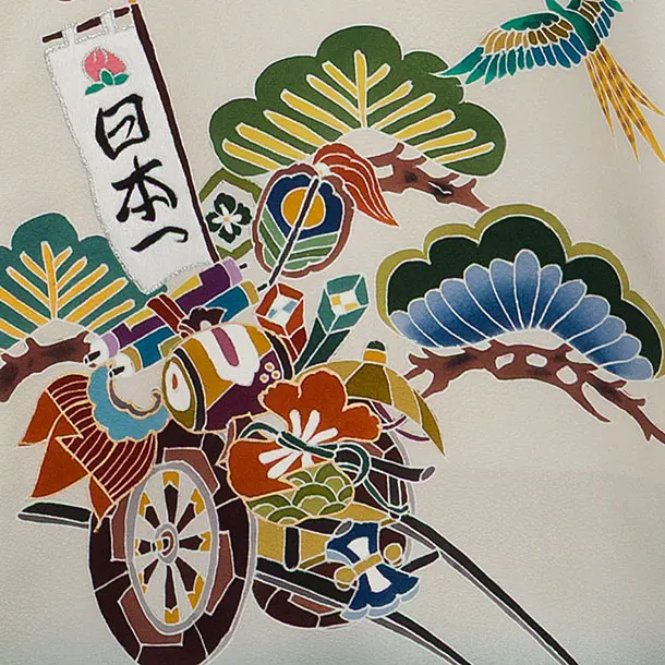 【正絹】お宮参り(男の子)レンタル  0261 くすみグリーン×ベージュ 鷹