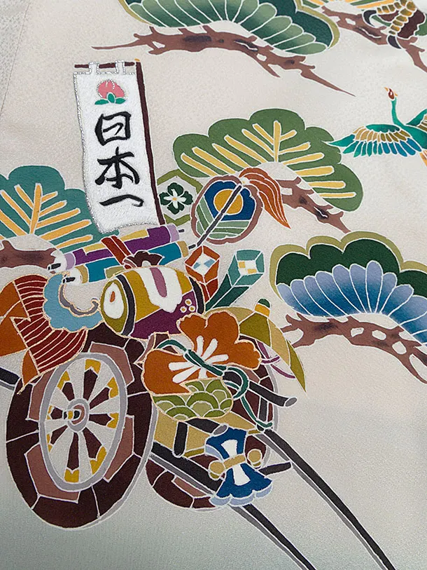 【正絹】お宮参り(男の子)レンタル  0261 くすみグリーン×ベージュ 鷹