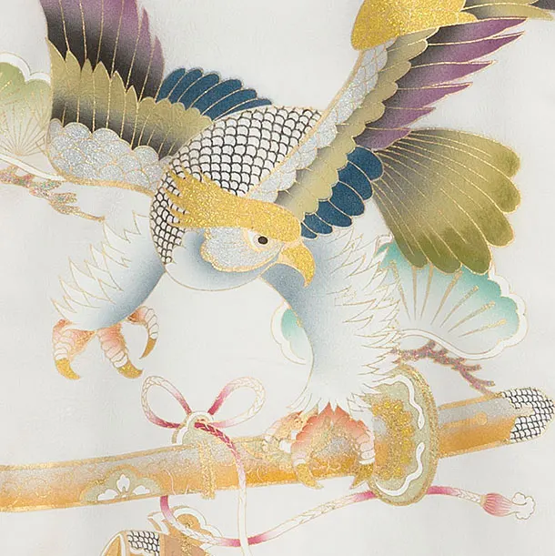 【正絹】お宮参り(男の子)レンタル  0271 白 鷹松富士