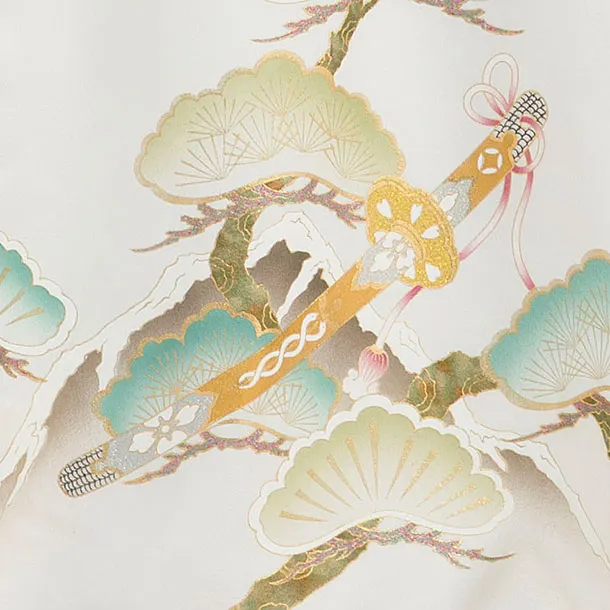 【正絹】お宮参り(男の子)レンタル  0271 白 鷹松富士