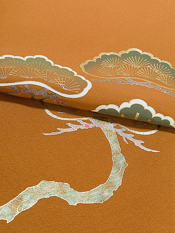 【正絹】お宮参り(男の子)レンタル  0272 金茶色 鷹松富士