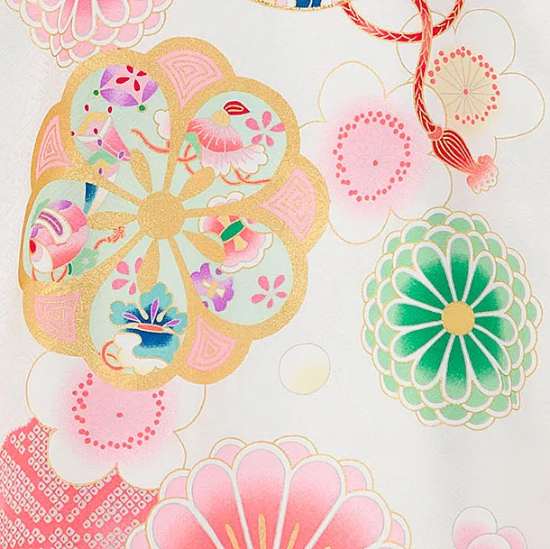 【正絹】お宮参り(女の子)レンタル 0251 白 花まり