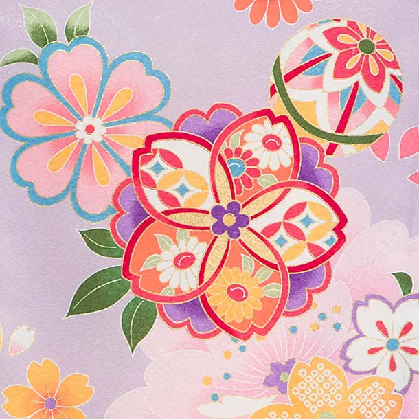 【夏用】【単衣】お宮参り(女の子)レンタル 0276 ラベンダー 桜