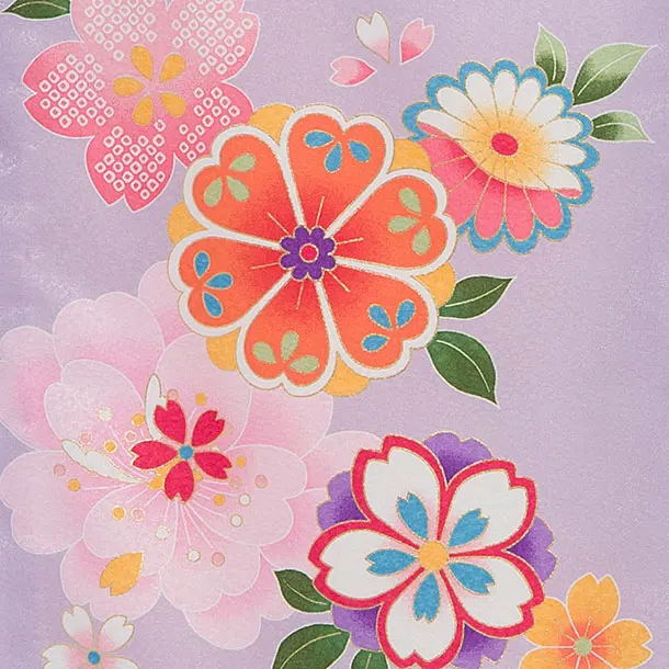 【夏用】【単衣】お宮参り(女の子)レンタル 0276 ラベンダー 桜