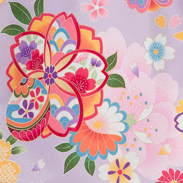 【夏用】【単衣】お宮参り(女の子)レンタル 0276 ラベンダー 桜