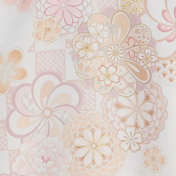 お宮参り(女の子)レンタル 0286 白 梅菊牡丹市松