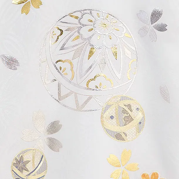 【正絹】お宮参り(女の子)レンタル 0288 白 七宝地 鞠桜小槌