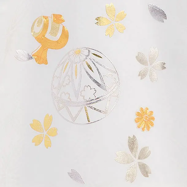 【正絹】お宮参り(女の子)レンタル 0288 白 七宝地 鞠桜小槌