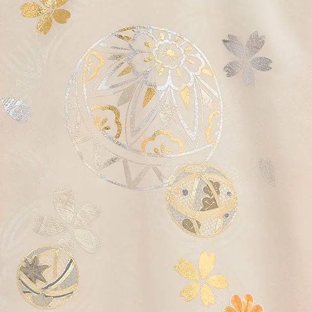 【正絹】お宮参り(女の子)レンタル 0289 クリーム 七宝地 鞠桜小槌