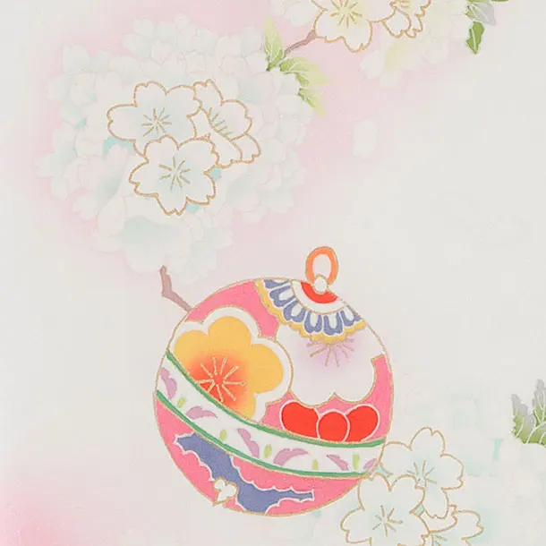 【正絹】お宮参り(女の子)レンタル 0292 白×ピンクぼかし 鈴桜