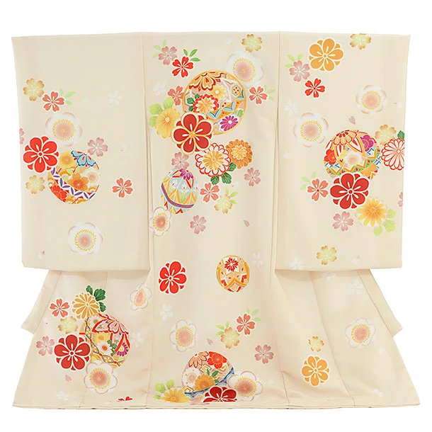 お宮参り(女の子)レンタル 0297 クリーム 花まり