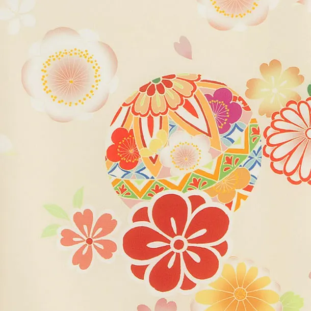 お宮参り(女の子)レンタル 0297 クリーム 花まり