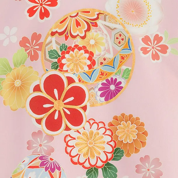 お宮参り(女の子)レンタル 0298 ピンク 花まり