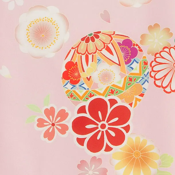 お宮参り(女の子)レンタル 0298 ピンク 花まり